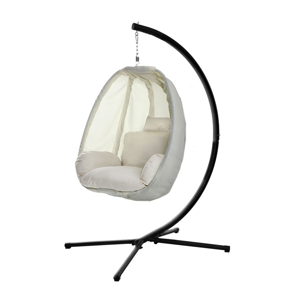 Portsea Luxury Outdoor Hanging Swing Chair Pod Lounge - Cream
